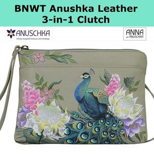 BNWT Anushka Leather Handbag: 3-in-1 Clutch/Crossbody